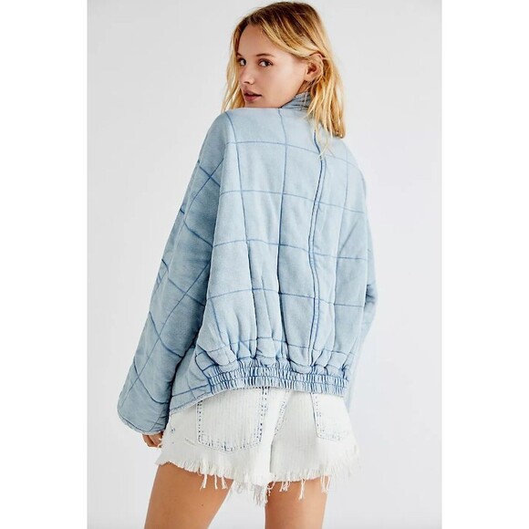 Free People Dolman Quilted Knit Jacket Top Oversized Zip-up Slouchy L NWD 284526 - Picture 4 of 9